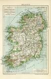 Irland Karte Lithographie 1902 Original der Zeit