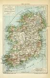 Irland historische Landkarte Lithographie ca. 1905