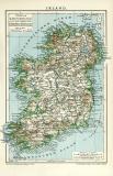 Irland historische Landkarte Lithographie ca. 1907