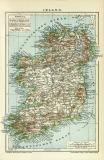 Irland historische Landkarte Lithographie ca. 1912