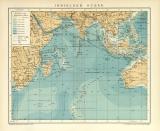 Indischer Ozean Karte Lithographie 1900 Original der Zeit