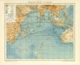 Indischer Ocean historische Landkarte Lithographie ca. 1902