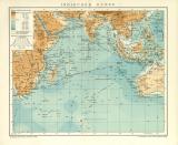 Indischer Ozean Karte Lithographie 1904 Original der Zeit