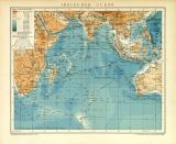 Indischer Ocean historische Landkarte Lithographie ca. 1908