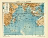 Indischer Ocean historische Landkarte Lithographie ca. 1912