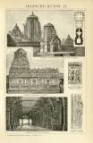 Indische Kunst II. - III. historische Bildtafel Holzstich ca. 1902
