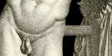 Hermes Von Praxiteles ergänzt von Schaper Torso ausgegraben in Olympia historische Bildtafel Lithographie ca. 1892