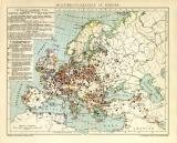 Militärdislokation in Europa historische Militärkarte Lithographie ca. 1902