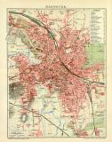 Hannover historischer Stadtplan Karte Lithographie ca. 1911