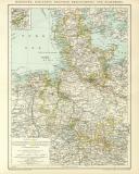 Norddeutschland Karte Lithographie 1899 Original der Zeit