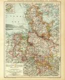 Hannover Schleswig-Holstein Braunschweig und Oldenburg historische Landkarte Lithographie ca. 1904