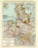 Norddeutschland Karte Lithographie 1905 Original der Zeit