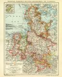 Norddeutschland Karte Lithographie 1909 Original der Zeit