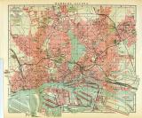 Hamburg Altona historischer Stadtplan Karte Lithographie ca. 1912