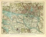 Hamburg und Umgebung historischer Stadtplan Karte...