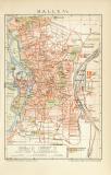 Halle an der Saale historischer Stadtplan Karte Lithographie ca. 1900