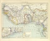 Guinea historische Landkarte Lithographie ca. 1900