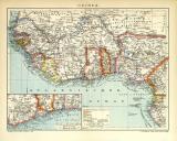 Guinea historische Landkarte Lithographie ca. 1907
