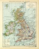 Großbritannien und Irland historische Landkarte Lithographie ca. 1904
