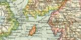 Großbritannien und Irland historische Landkarte Lithographie ca. 1907