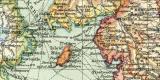 Großbritannien und Irland historische Landkarte Lithographie ca. 1910