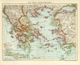 Das Alte Griechenland historische Landkarte Lithographie ca. 1902