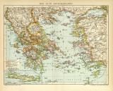 Das Alte Griechenland Karte Lithographie 1904 Original...