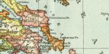 Das Alte Griechenland historische Landkarte Lithographie ca. 1912