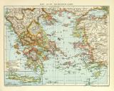 Das Alte Griechenland Karte Lithographie 1912 Original...