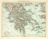 Griechenland Karte Lithographie 1902 Original der Zeit