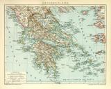 Griechenland historische Landkarte Lithographie ca. 1909