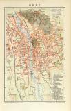 Graz historischer Stadtplan Karte Lithographie ca. 1902