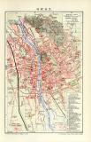 Graz Stadtplan Lithographie 1905 Original der Zeit