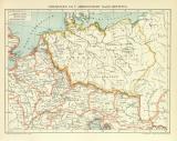 Germanien im 2. Jahrhundert nach Christus historische Landkarte Lithographie ca. 1912