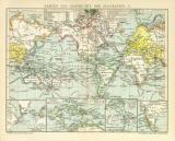 Karten zur Geschichte der Geographie II. historische Landkarte Lithographie ca. 1904