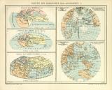 Karten zur Geschichte der Geographie I. historische Landkarte Lithographie ca. 1904
