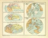 Karten zur Geschichte der Geographie I. historische Landkarte Lithographie ca. 1909