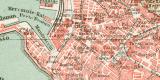 Genua historischer Stadtplan Karte Lithographie ca. 1899