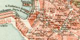 Genua historischer Stadtplan Karte Lithographie ca. 1902