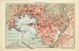 Genua Stadtplan Lithographie 1904 Original der Zeit