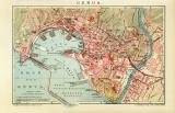 Genua Stadtplan Lithographie 1907 Original der Zeit