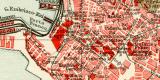 Genua historischer Stadtplan Karte Lithographie ca. 1909