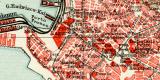 Genua historischer Stadtplan Karte Lithographie ca. 1911