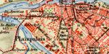 Genf Stadtplan Lithographie 1904 Original der Zeit
