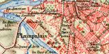 Genf und Umgebung historischer Stadtplan Karte Lithographie ca. 1905
