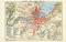 Genf und Umgebung historischer Stadtplan Karte Lithographie ca. 1905