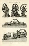 Gasmotoren I. - II. historische Bildtafel Holzstich ca. 1898