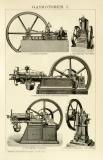 Gasmotoren I. - II. historische Bildtafel Holzstich ca. 1902