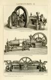 Gasmotoren I. - II. historische Bildtafel Holzstich ca. 1902