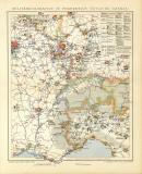 Militärdislokation in Frankreich Östliche Grenze historische Militärkarte Lithographie ca. 1902